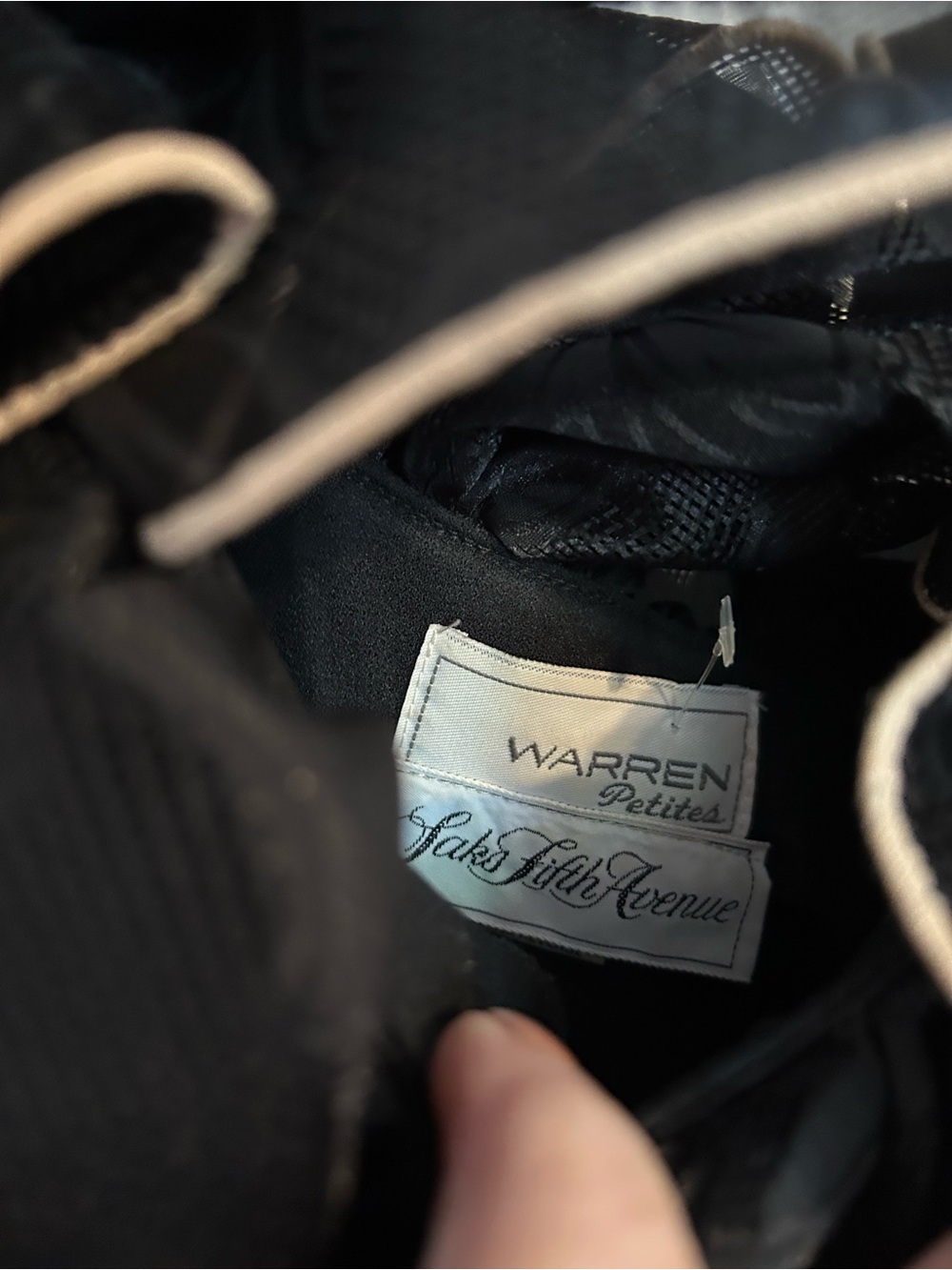 Warren Petites at Saks Fifth Avenue Vintage Black Dress with Ruffle Neckline - Picture 3 of 7